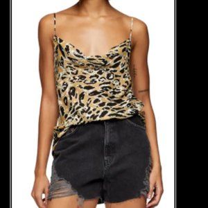TOPSHOP Cowl Neck Camisole Tank Top Animal Print NWT